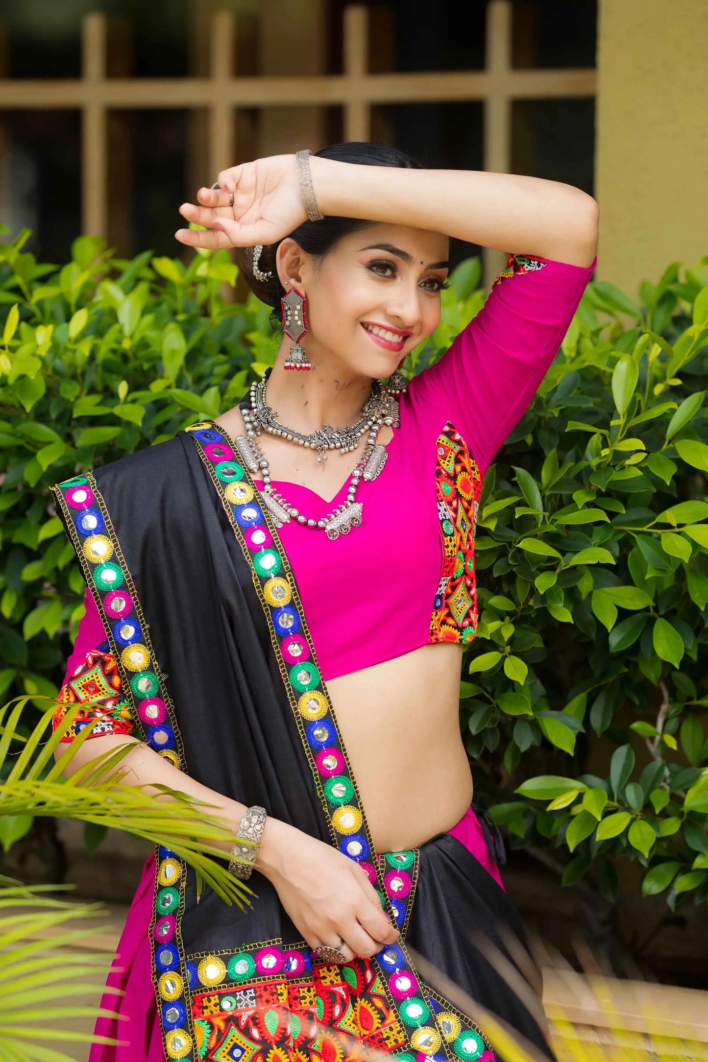 Rani Pink Traditional Gantthi Work Chaniya Choli For Navratri