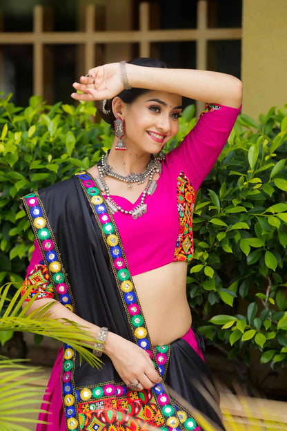 Rani Pink Traditional Gantthi Work Chaniya Choli For Navratri