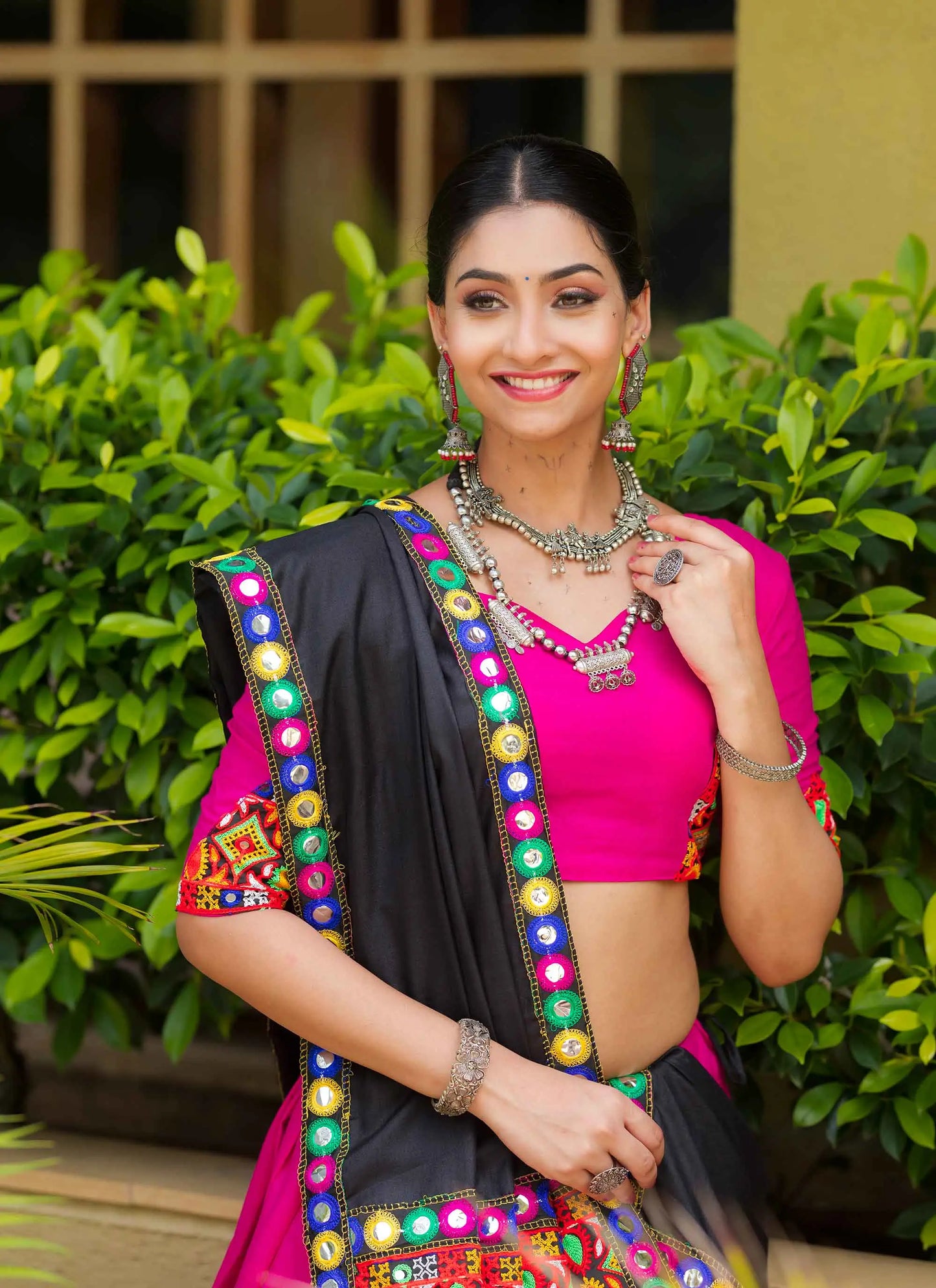 Rani Pink Traditional Gantthi Work Chaniya Choli For Navratri