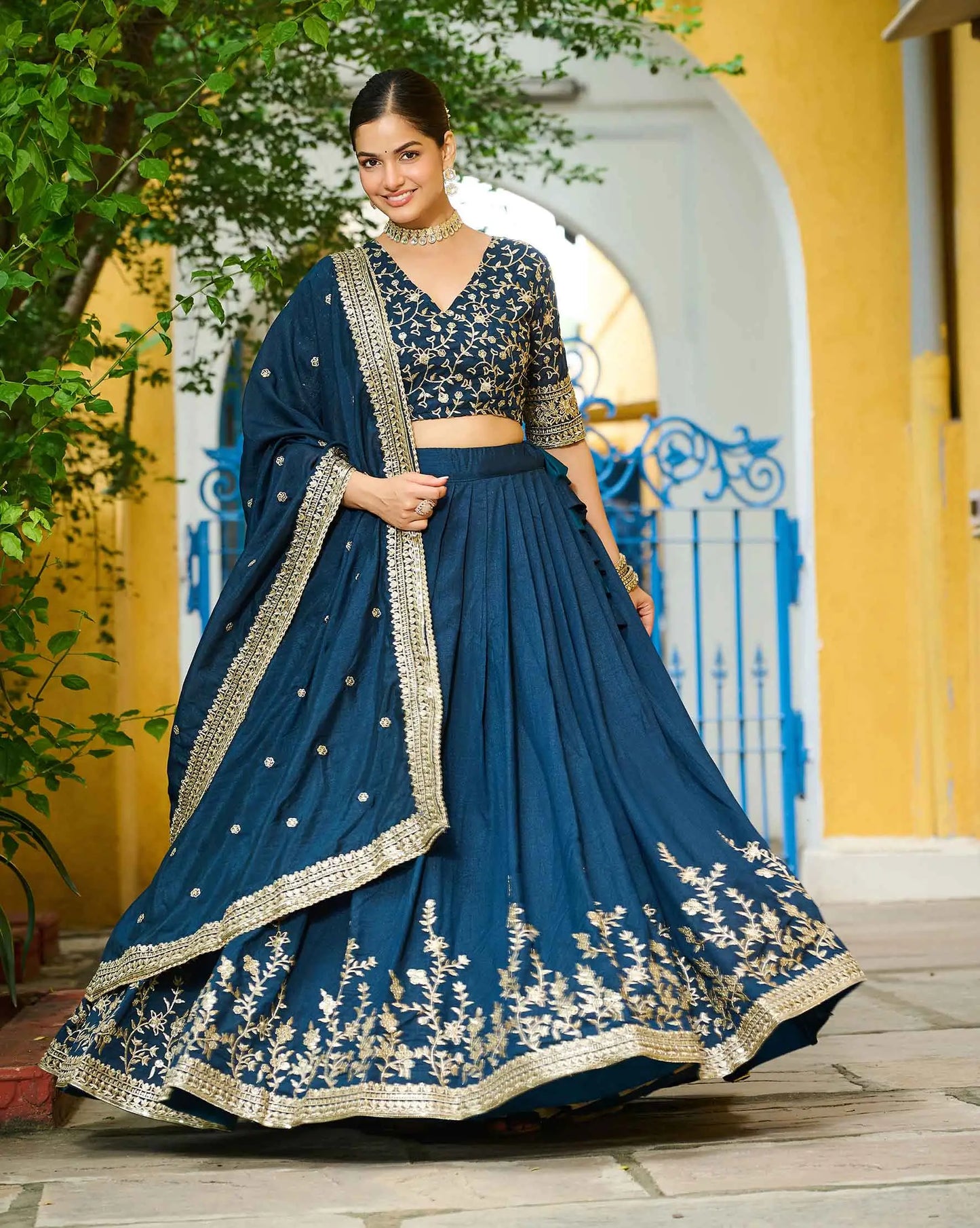 Regal Blue Sequins Embroidery Work Lehenga Choli