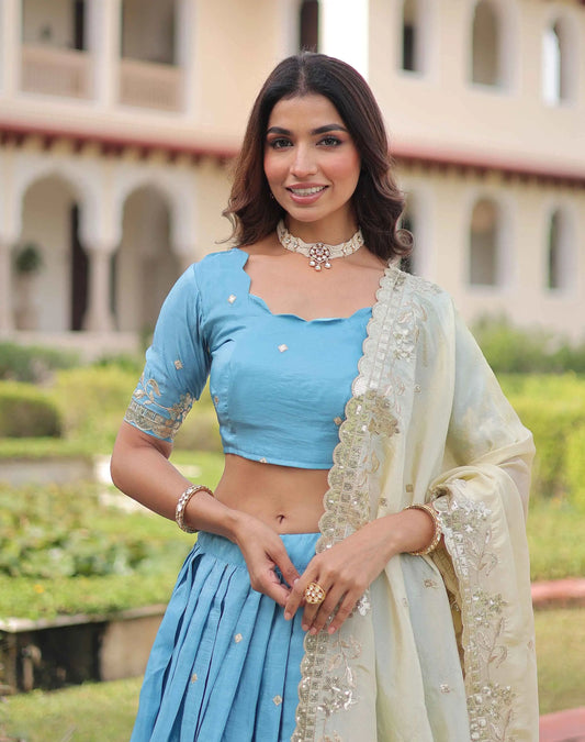 Shiny Sky Sequins Embroidery Lehenga Choli