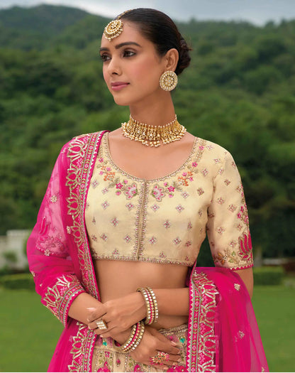Pink Heavy Khatli & Embroidery Work Bridal Lehenga