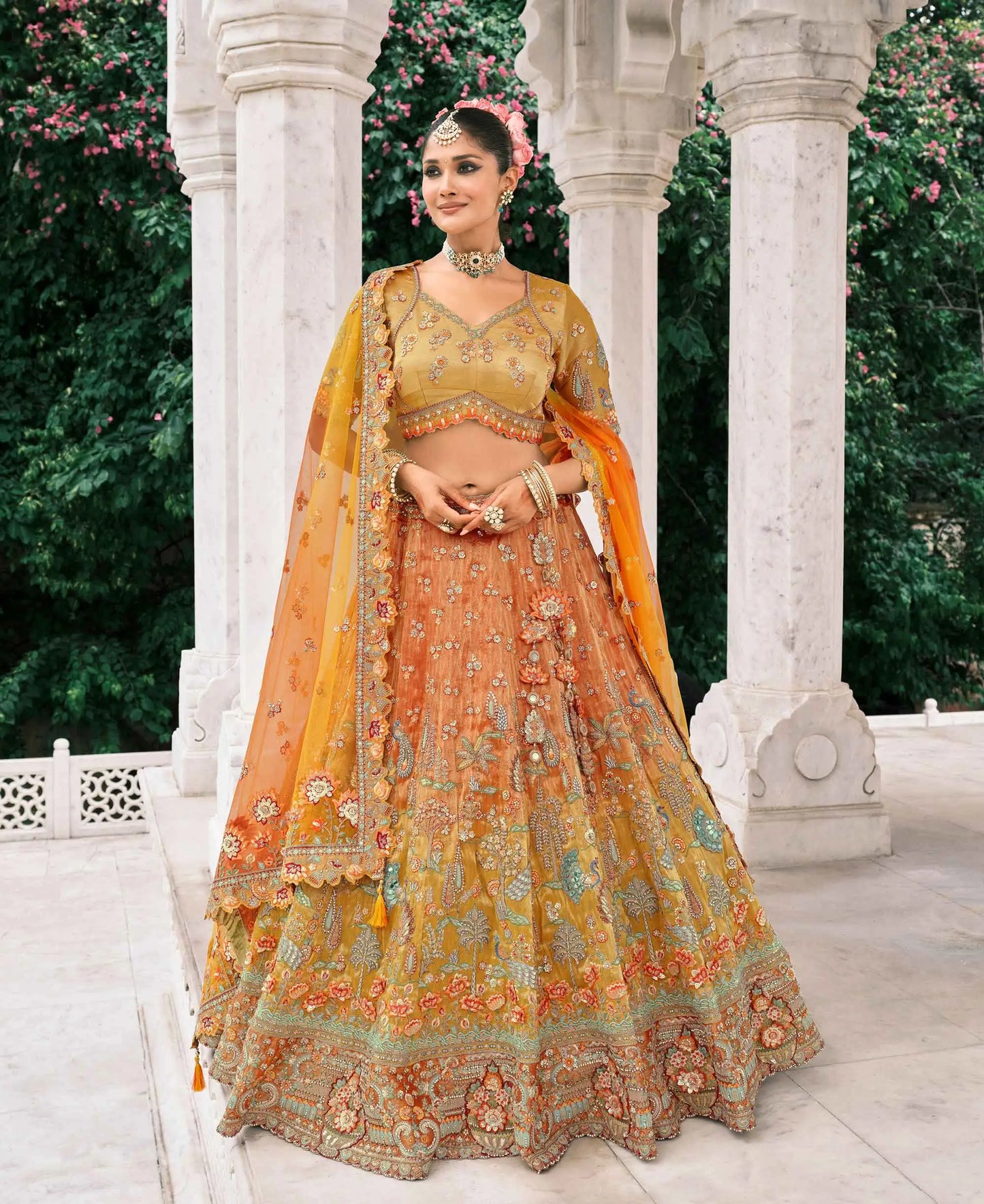 Orange Bridal Lehenga With Stunning Designer Embroidery
