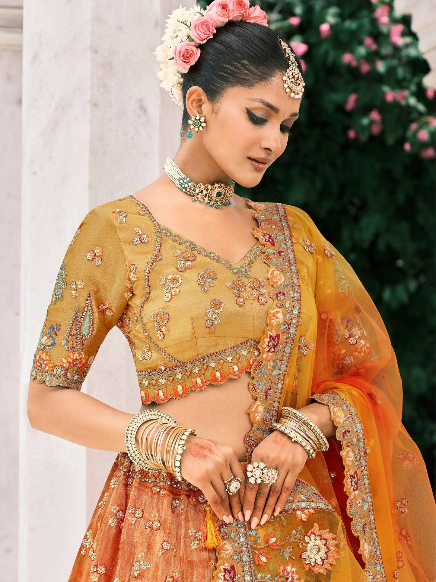 Orange Bridal Lehenga With Stunning Designer Embroidery