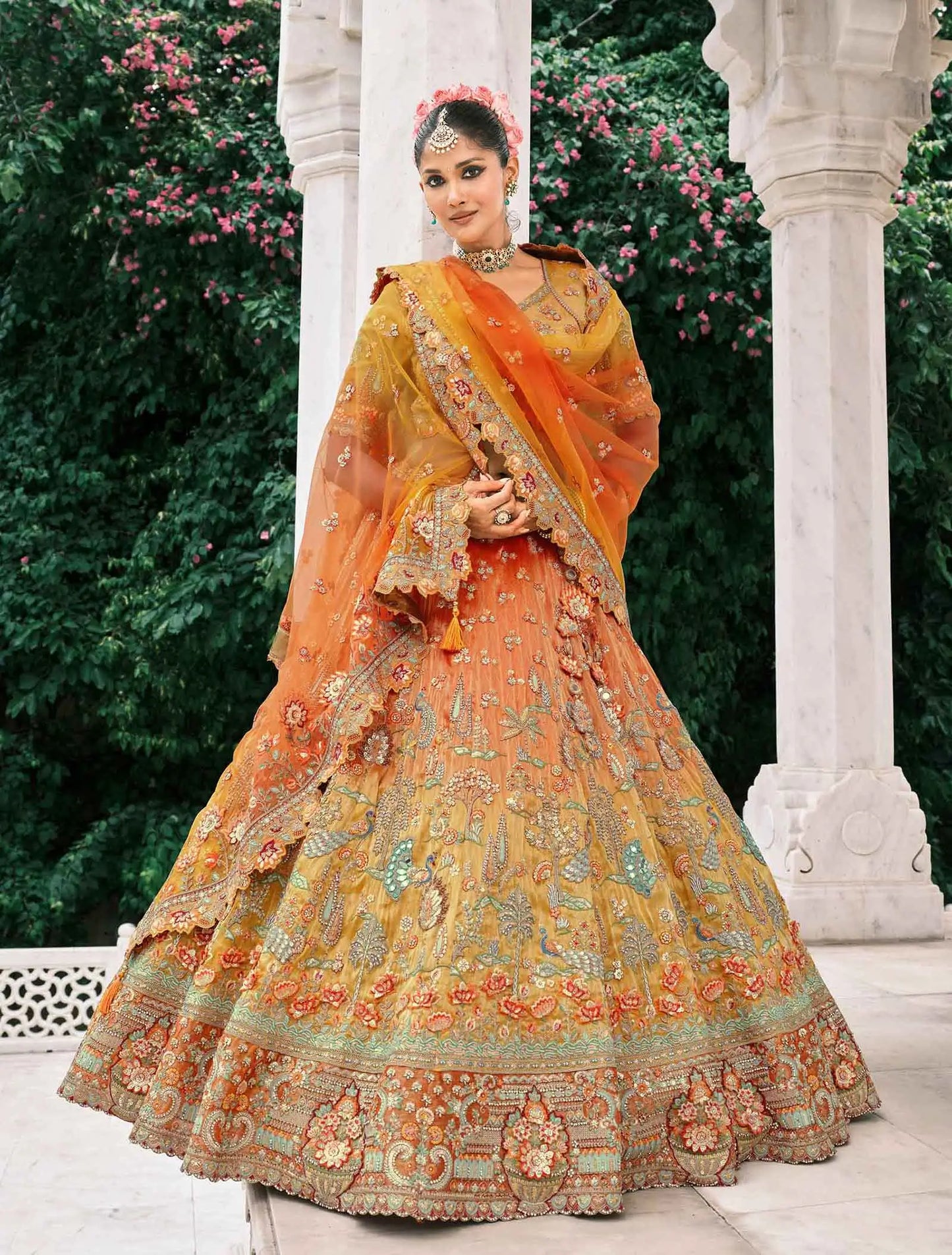 Orange Bridal Lehenga With Stunning Designer Embroidery