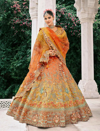 Orange Bridal Lehenga With Stunning Designer Embroidery