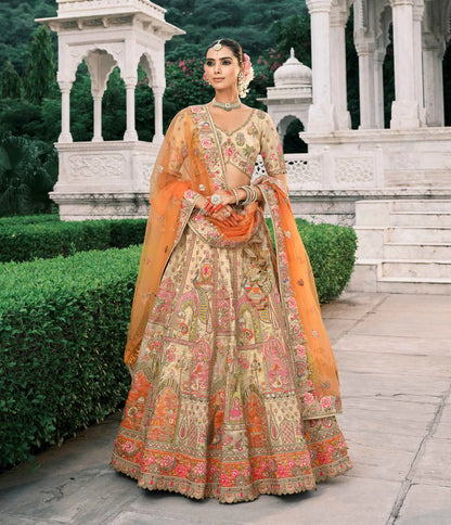 Beige Bridal Lehenga With Stunning Designer Embroidery