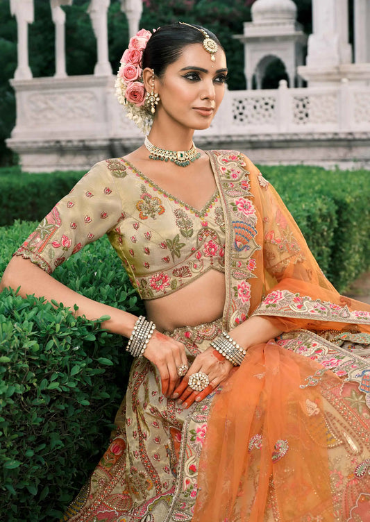 Beige Bridal Lehenga With Stunning Designer Embroidery