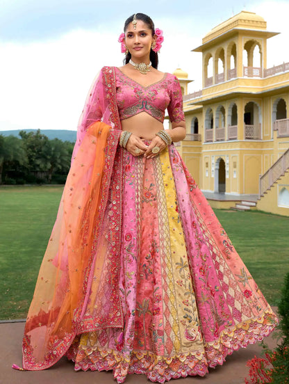Pastel Designer Heavy Embroidery Work Lehenga