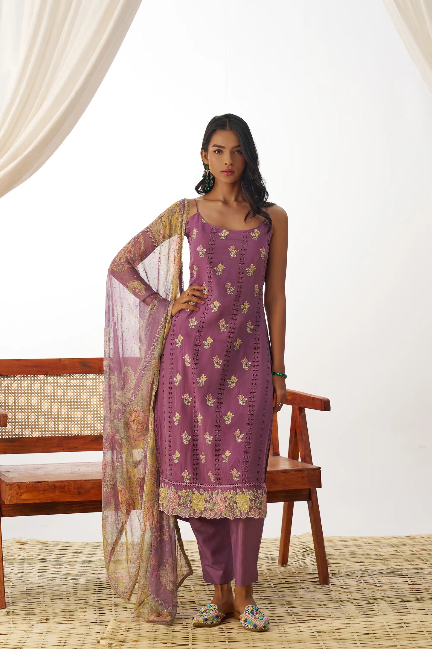 Dark Mauve Fancy Embroidered Work Organza Salwar Suit With Dupatta