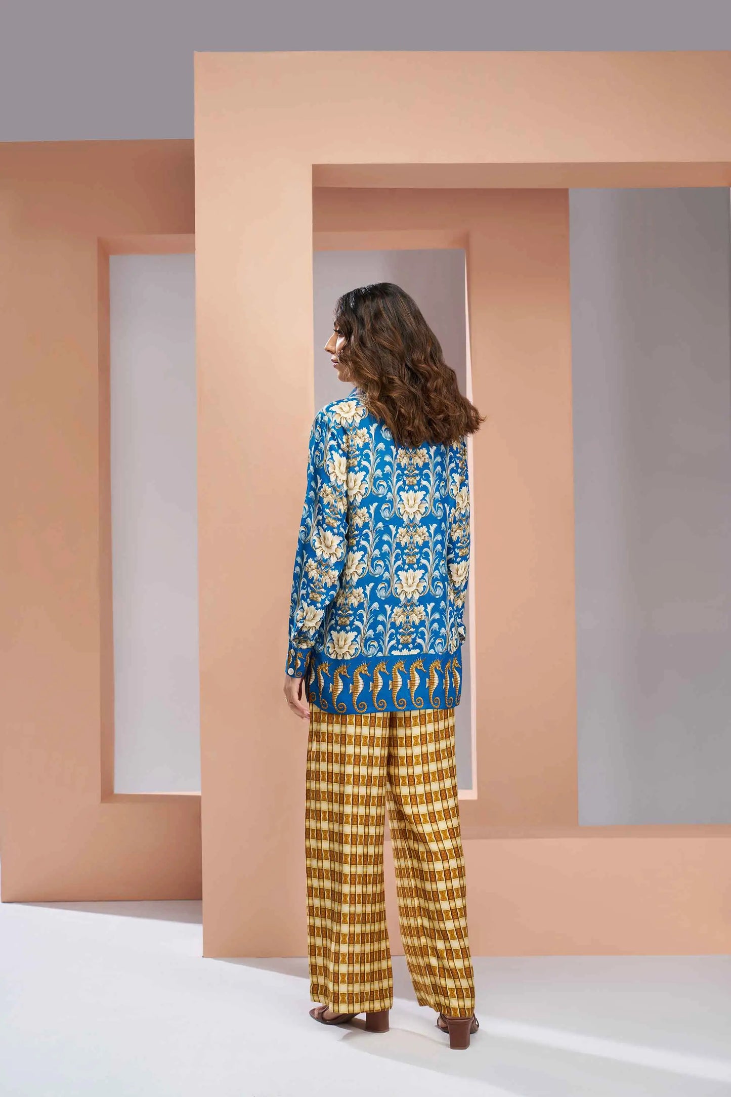 Royal Blue Pure Muslin Silk Printed Co-ord Set