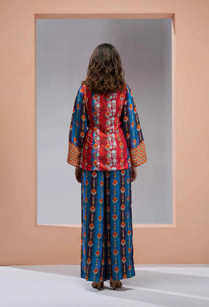 Navy Blue Pure Muslin Silk Printed Co-ord Set