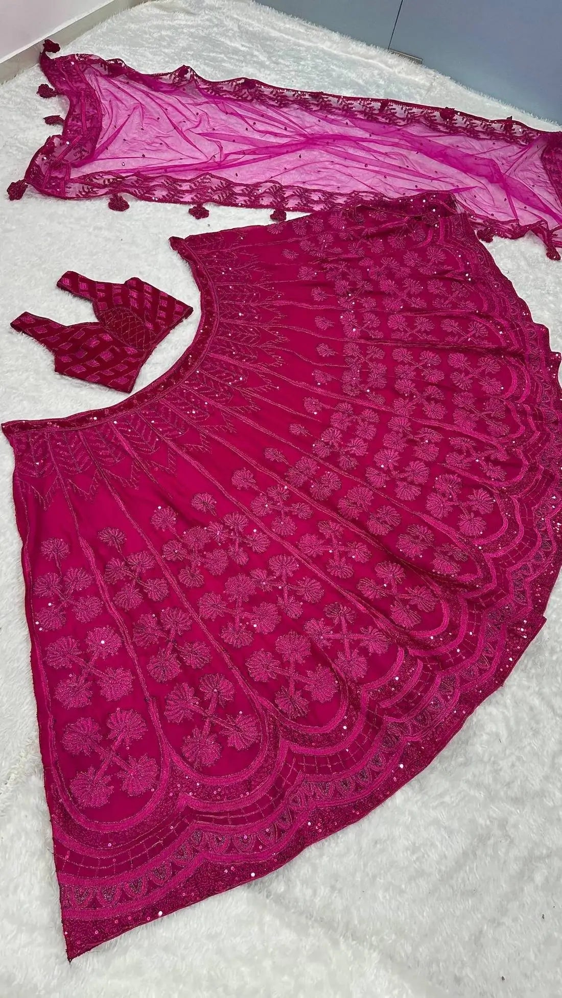 Hot Pink Kasturi Silk Embroidery Lehenga Choli