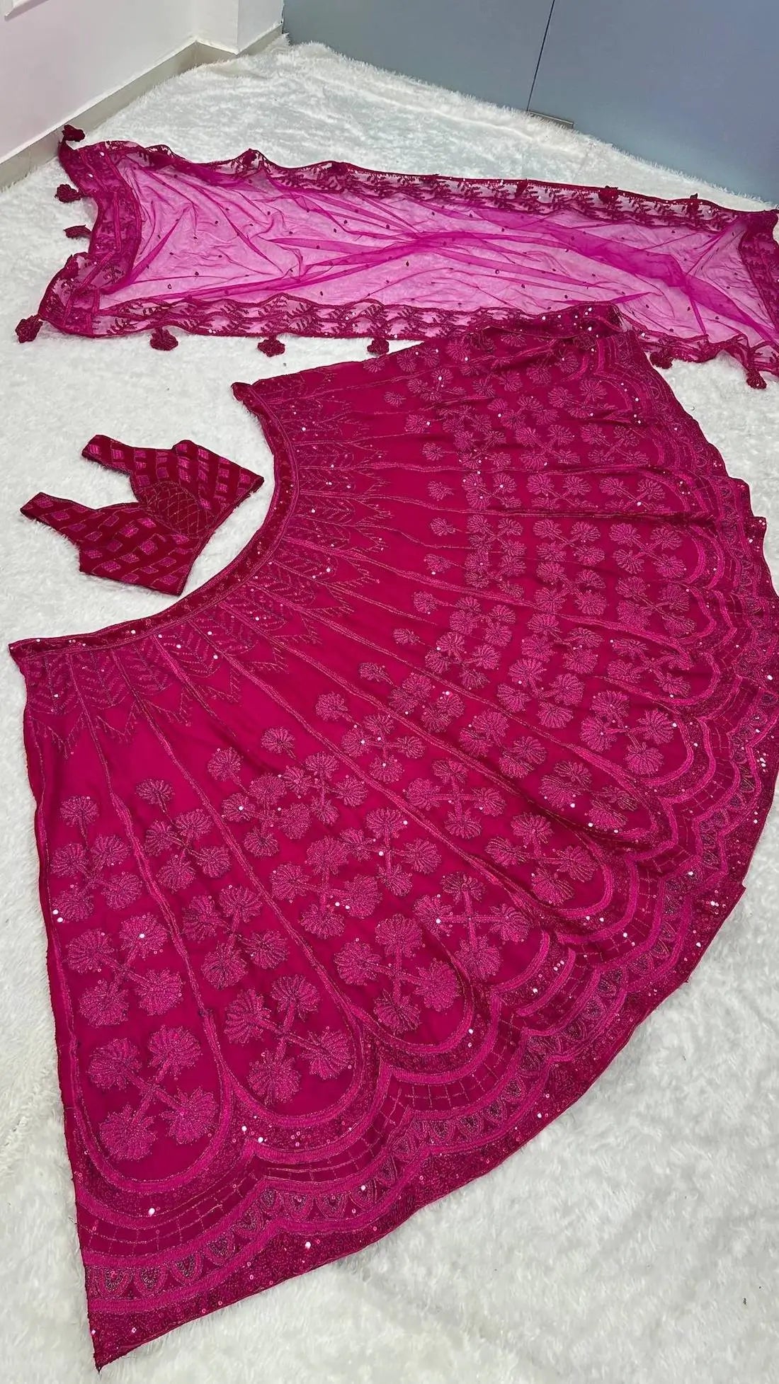 Hot Pink Kasturi Silk Embroidery Lehenga Choli