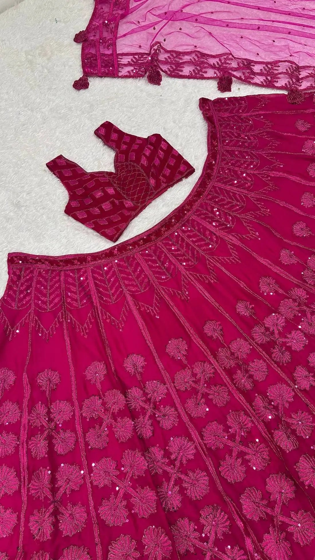Hot Pink Kasturi Silk Embroidery Lehenga Choli