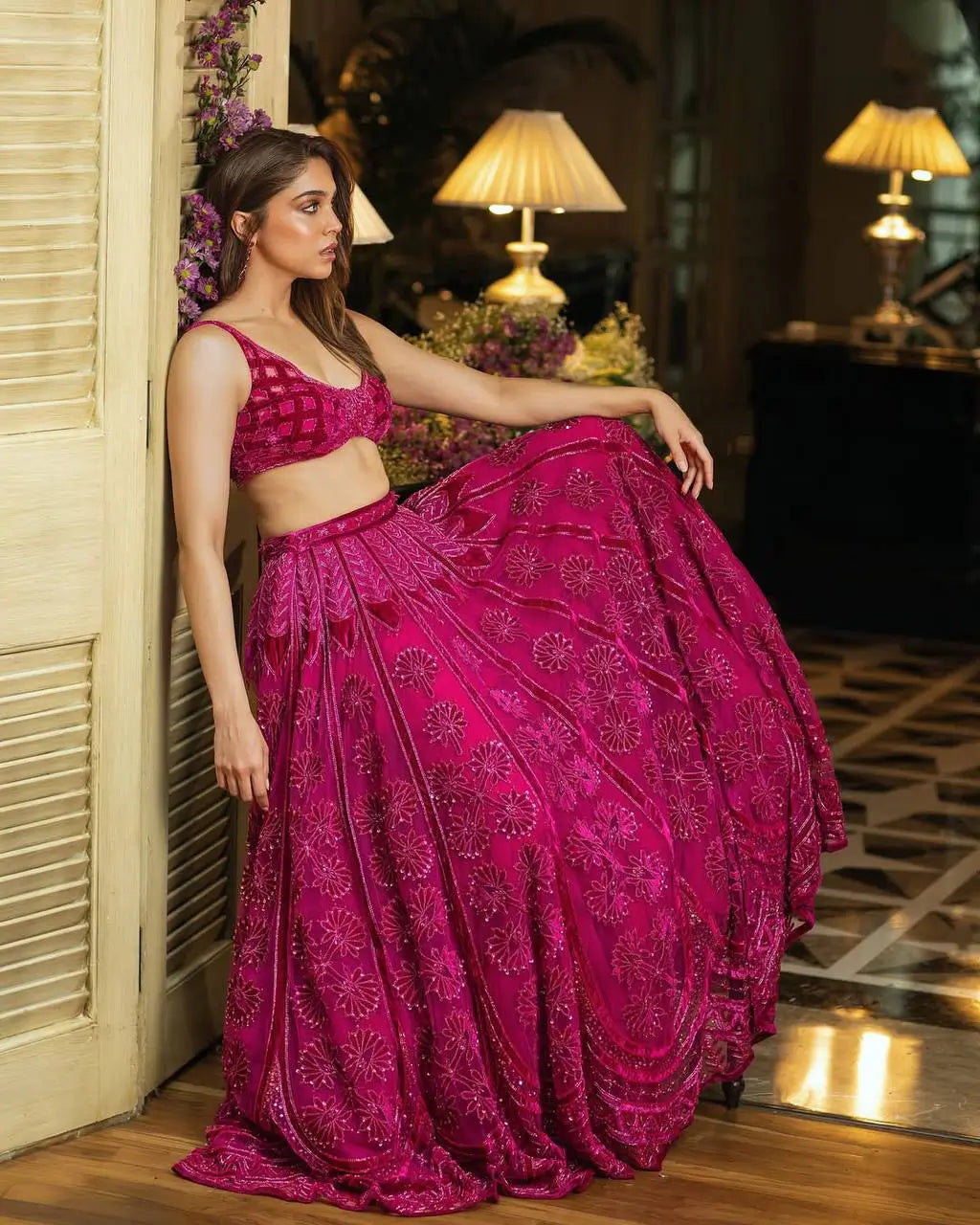 Hot Pink Kasturi Silk Embroidery Lehenga Choli