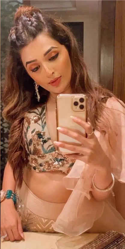 Peach Kasturi Silk Thread & Sequence Work Lehenga Choli