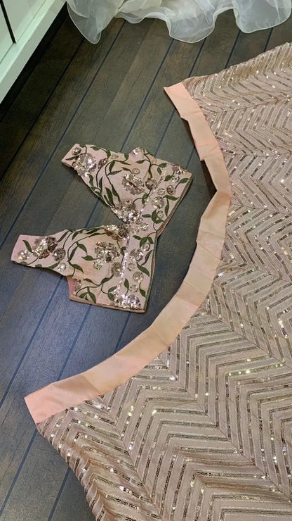 Peach Kasturi Silk Thread & Sequence Work Lehenga Choli