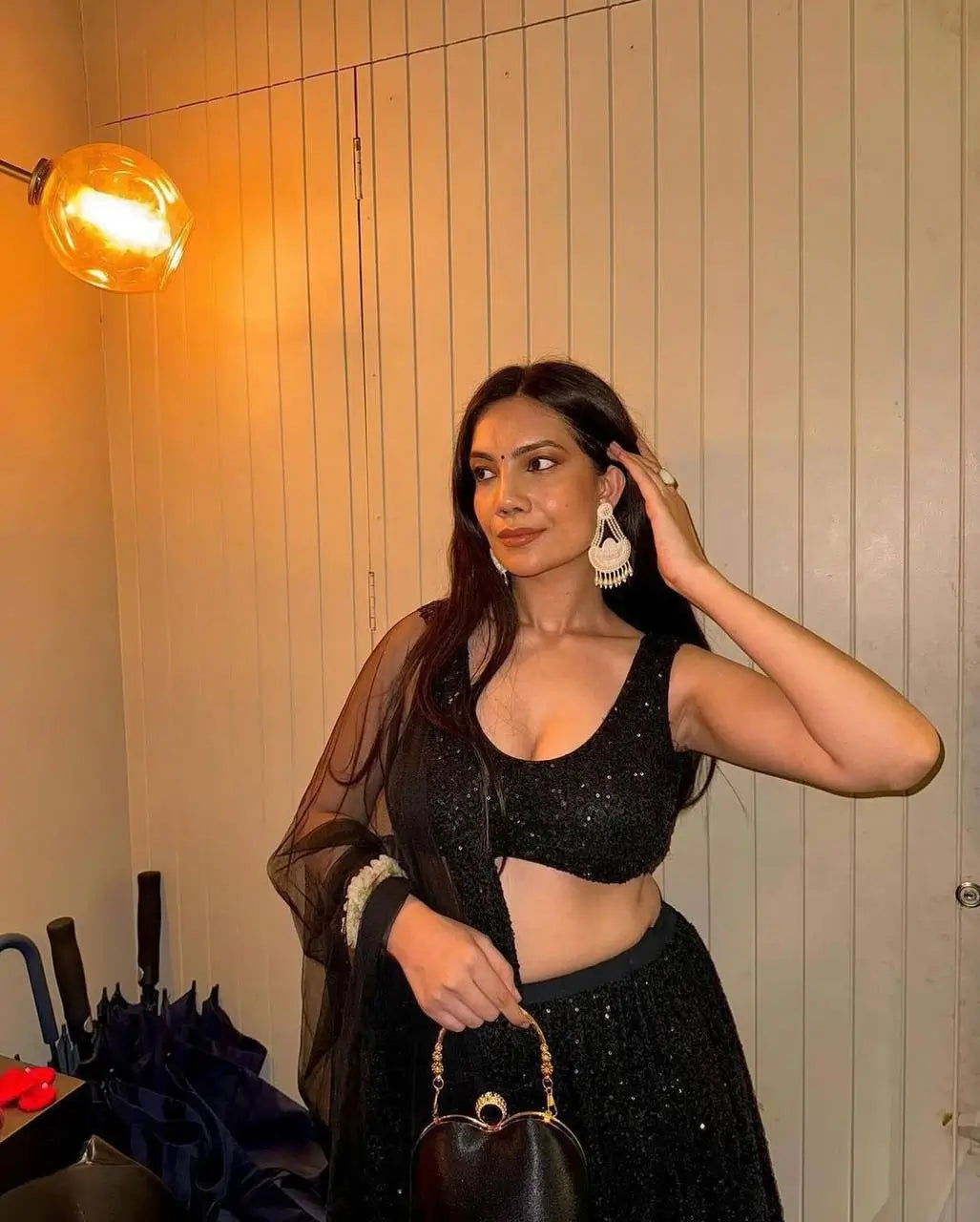 Black Georgette Sequence Embroidery Work Lehenga Choli