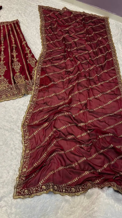 Maroon Kasturi Silk Thread with Sequence Embroidery Work Lehenga Choli