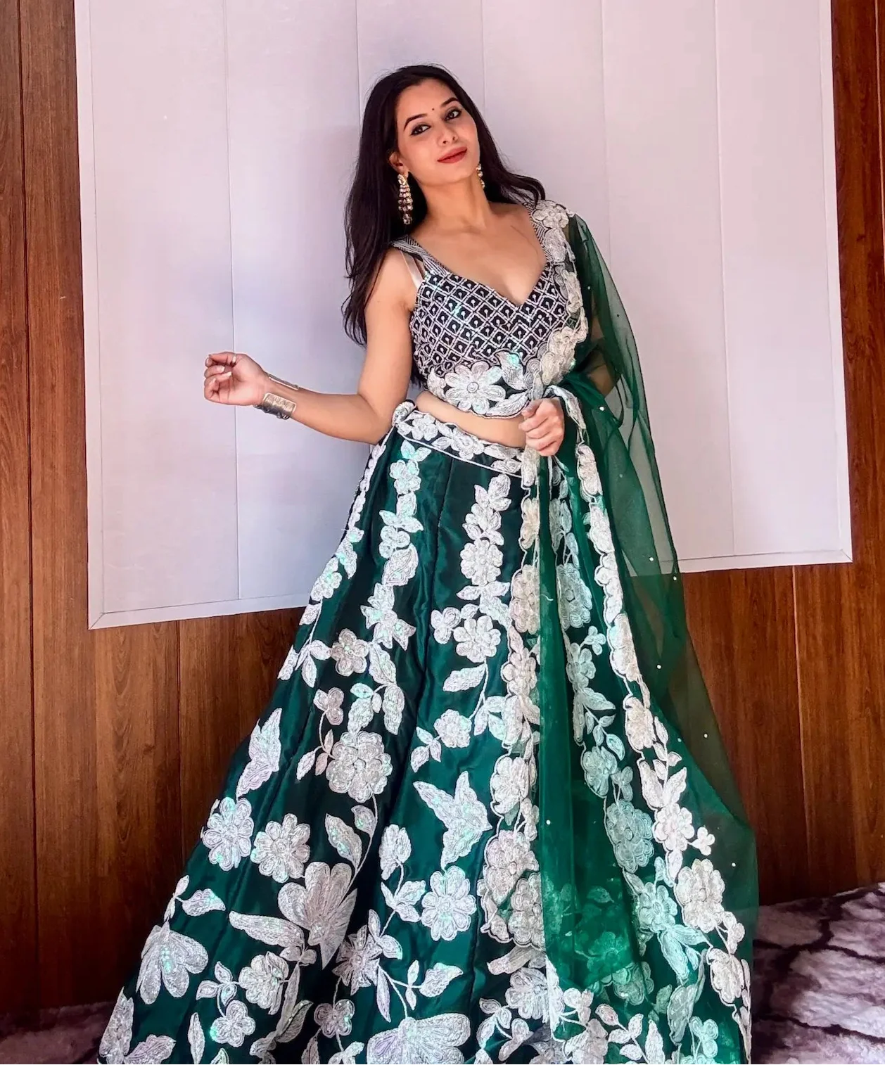 Green Kasturi Silk Lehenga Choli With Sequence & Dori Work