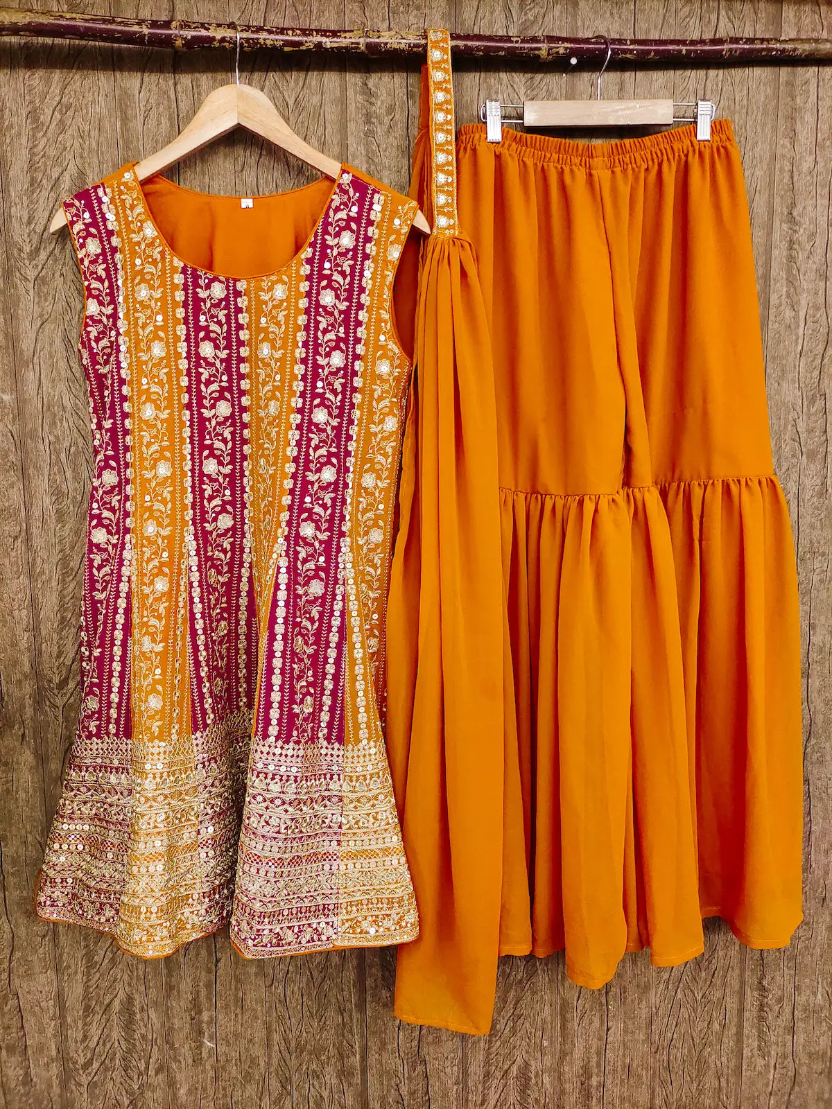 Orange Georgette Sequence Embroidery Work Salwar Suit