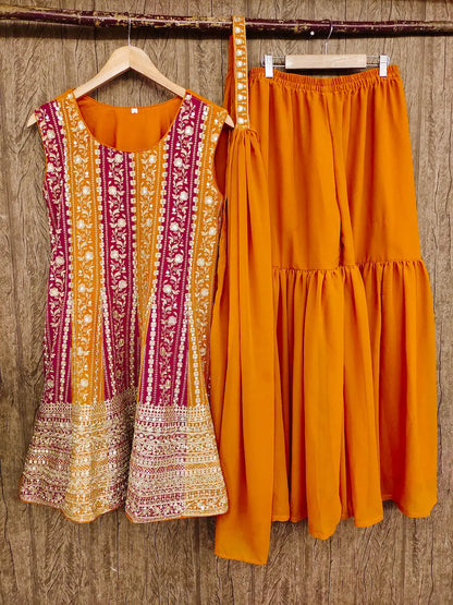 Orange Georgette Sequence Embroidery Work Salwar Suit