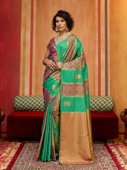 Haze Green Handloom Silk Saree