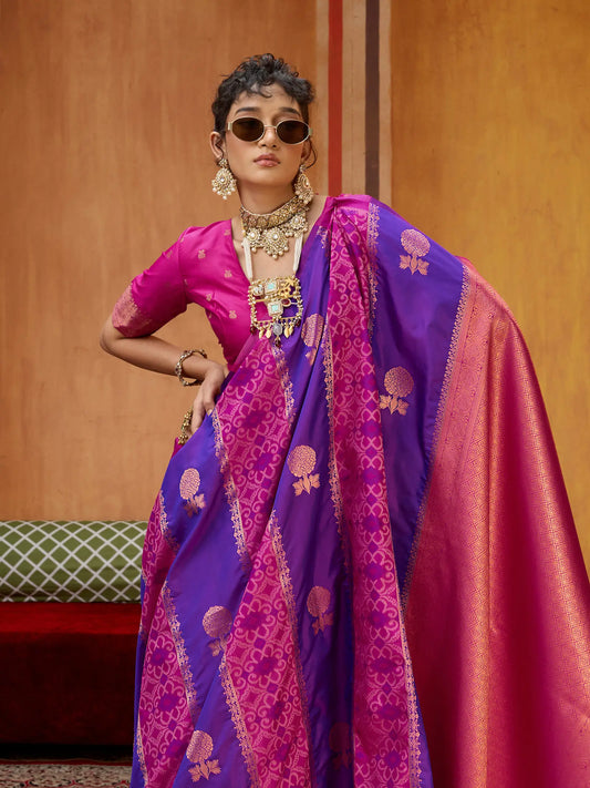 Iris Purple Handloom Silk Saree