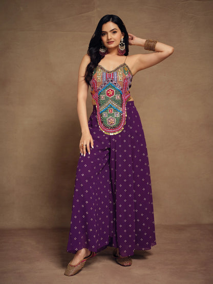 Light Purple Silk With Handwork Co-ord Set