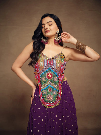 Light Purple Silk With Handwork Co-ord Set