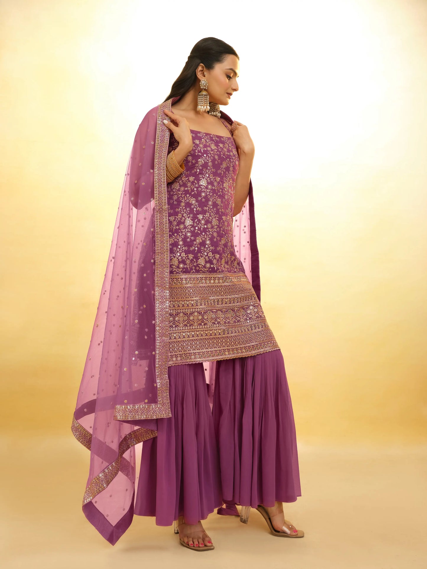 Twilight Lavender Georgette  Salwar Suit With Dupatta