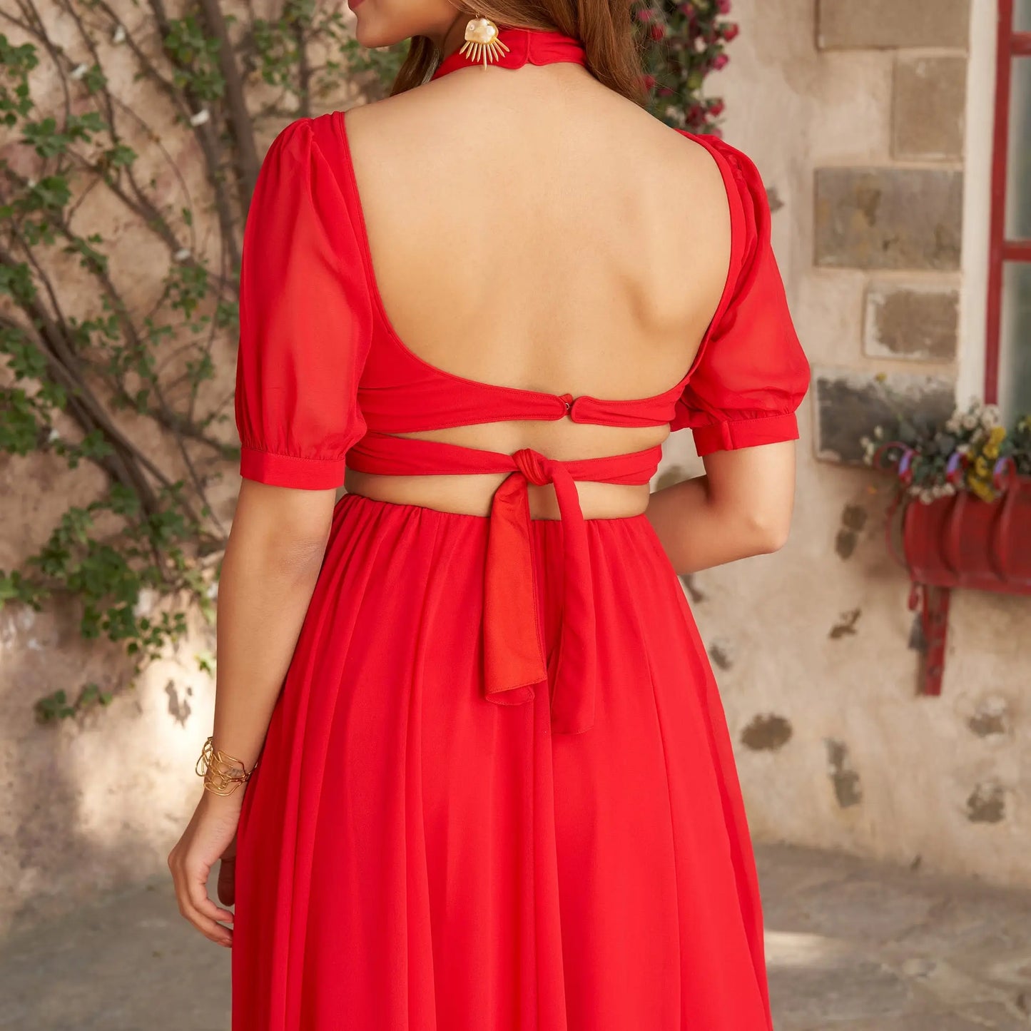 Stylish Beautifully Designed Red Georgette Indo Western Lehenga Set