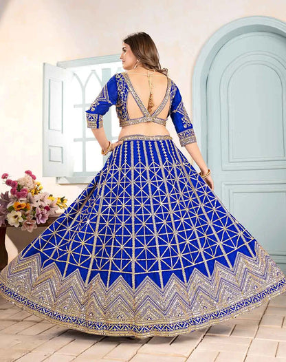 Designer Blue Sequins Embroidery Work Lehenga Choli