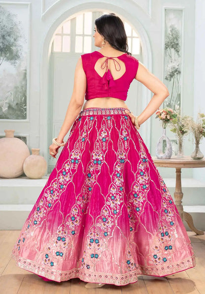 Dark And Light Pink Sequins Embroidery Work Lehenga Choli