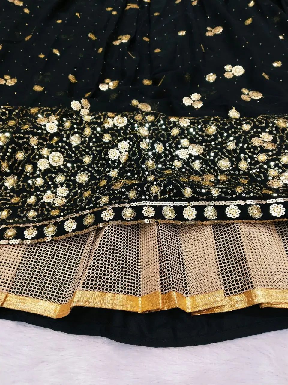 Black Georgette Lehenga Embellished With Heavy Sequins Embroidery Work