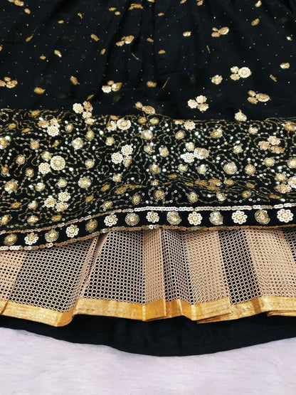 Black Georgette Lehenga Embellished With Heavy Sequins Embroidery Work