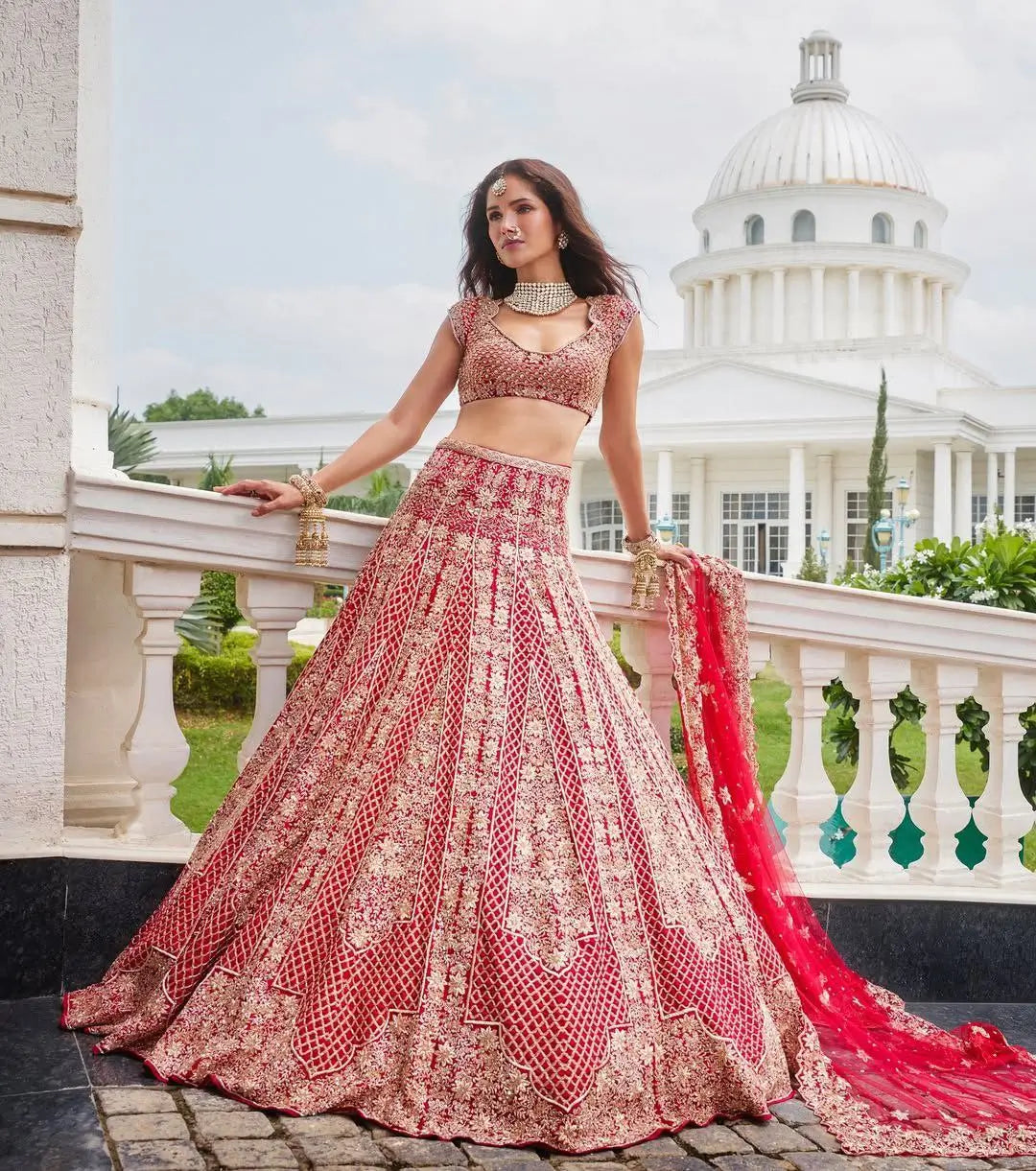 Red Designer Lehenga With Embroidery Dori Coding Zari Work And Heavy Sequins Work