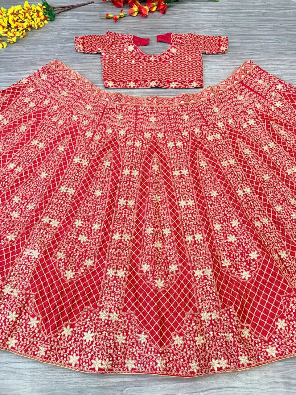 Red Designer Lehenga With Embroidery Dori Coding Zari Work And Heavy Sequins Work