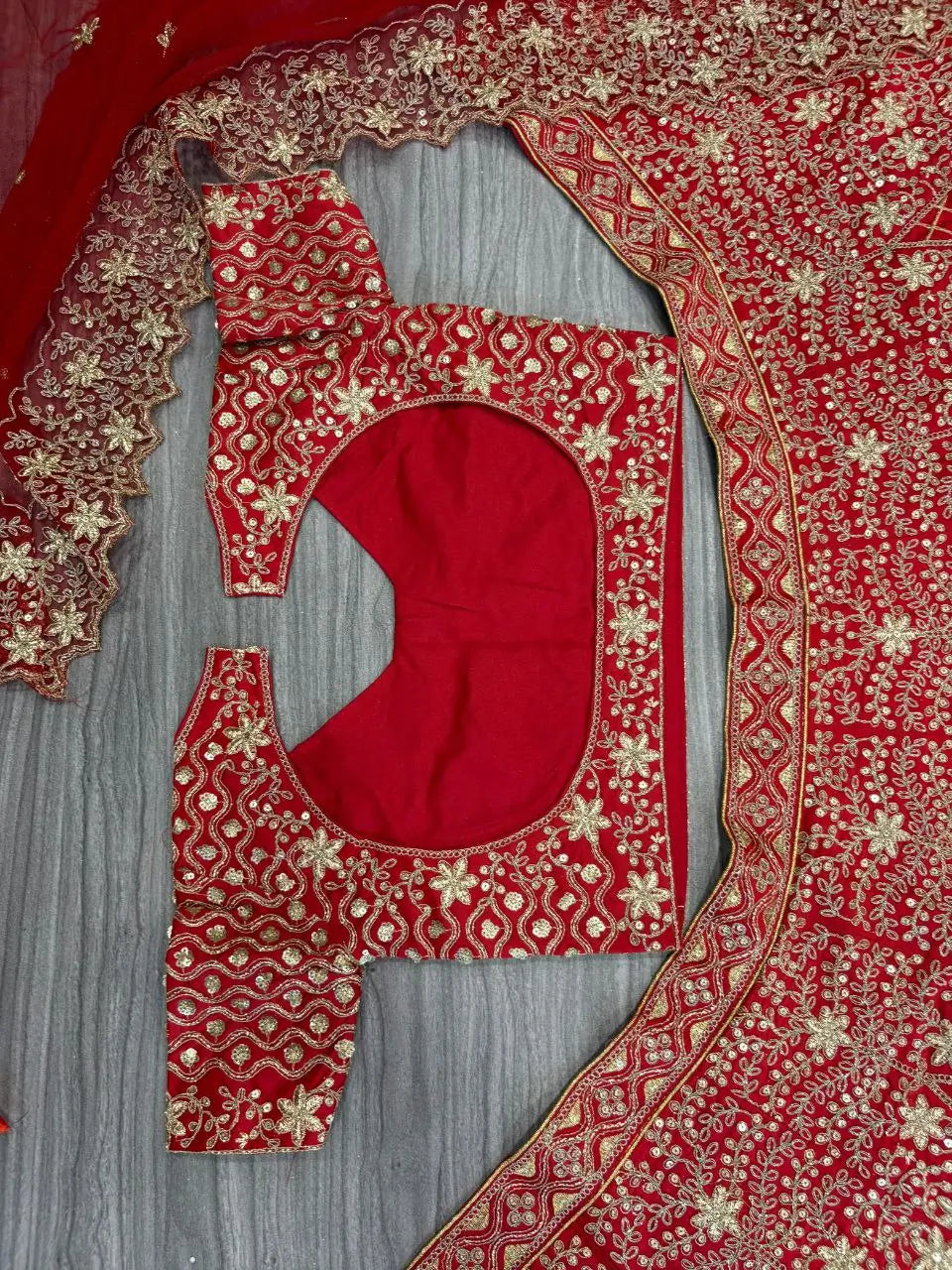 Red Designer Lehenga With Embroidery Dori Coding Zari Work And Heavy Sequins Work