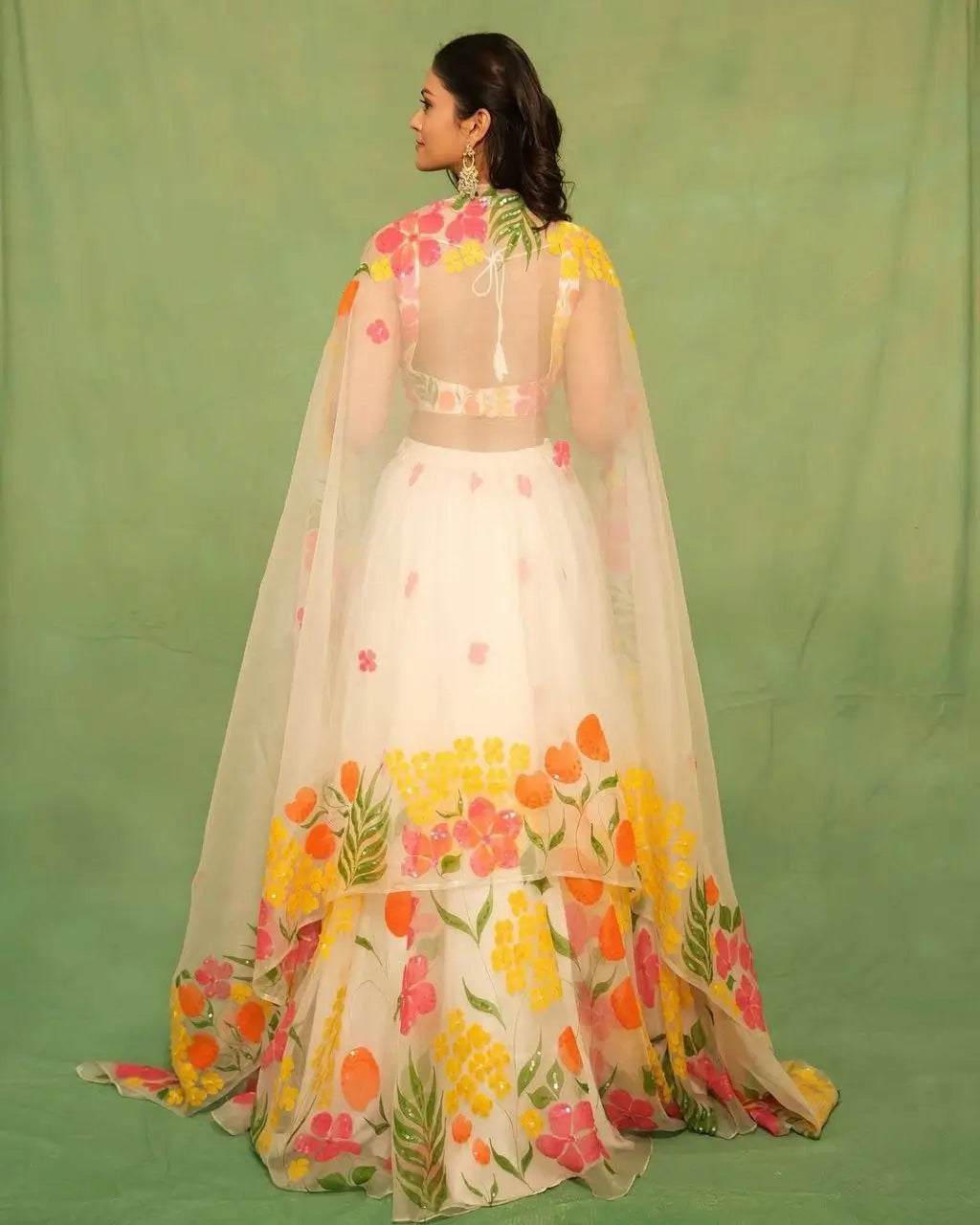 White Multi Color Silk Lehenga With Beautiful Floral Digital Print