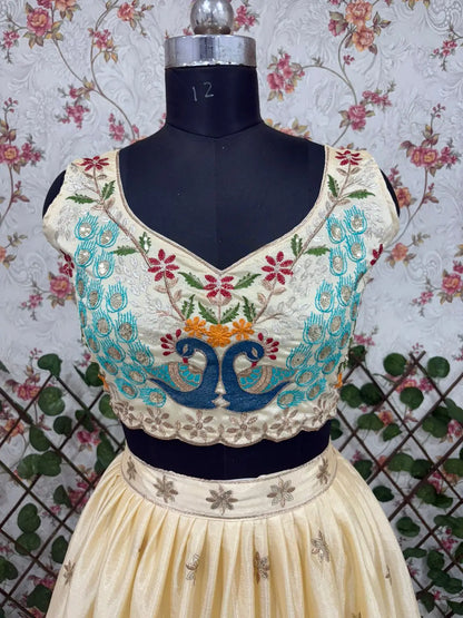Vanilla Multi Thread Heavy Sequins Embroidery Work Chinon Silk Lehenga Choli
