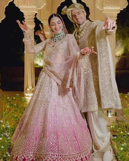 Light And Dark Pink Satin Silk Lehenga With Coding Sequins Embroidery Work