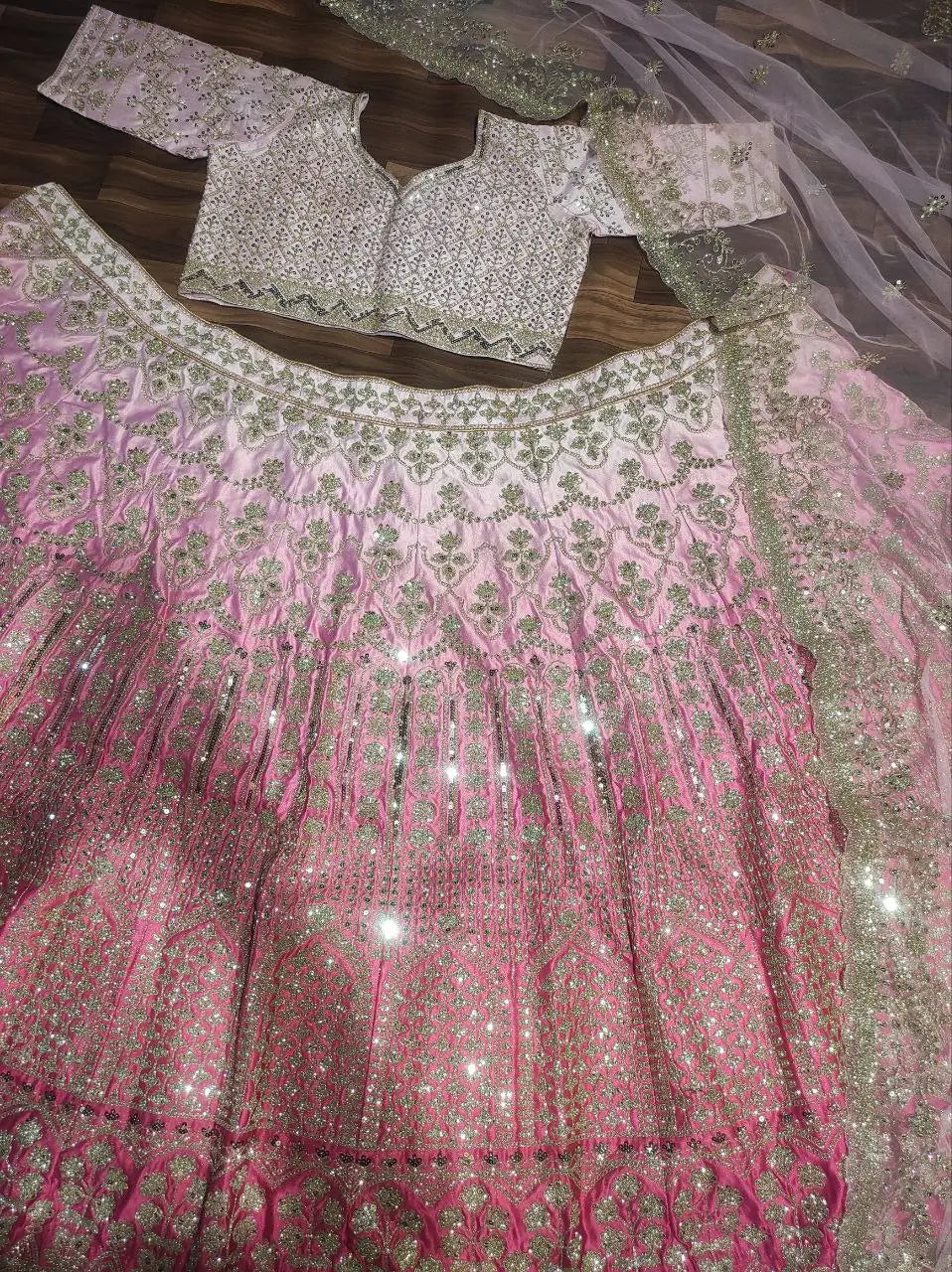 Light And Dark Pink Satin Silk Lehenga With Coding Sequins Embroidery Work