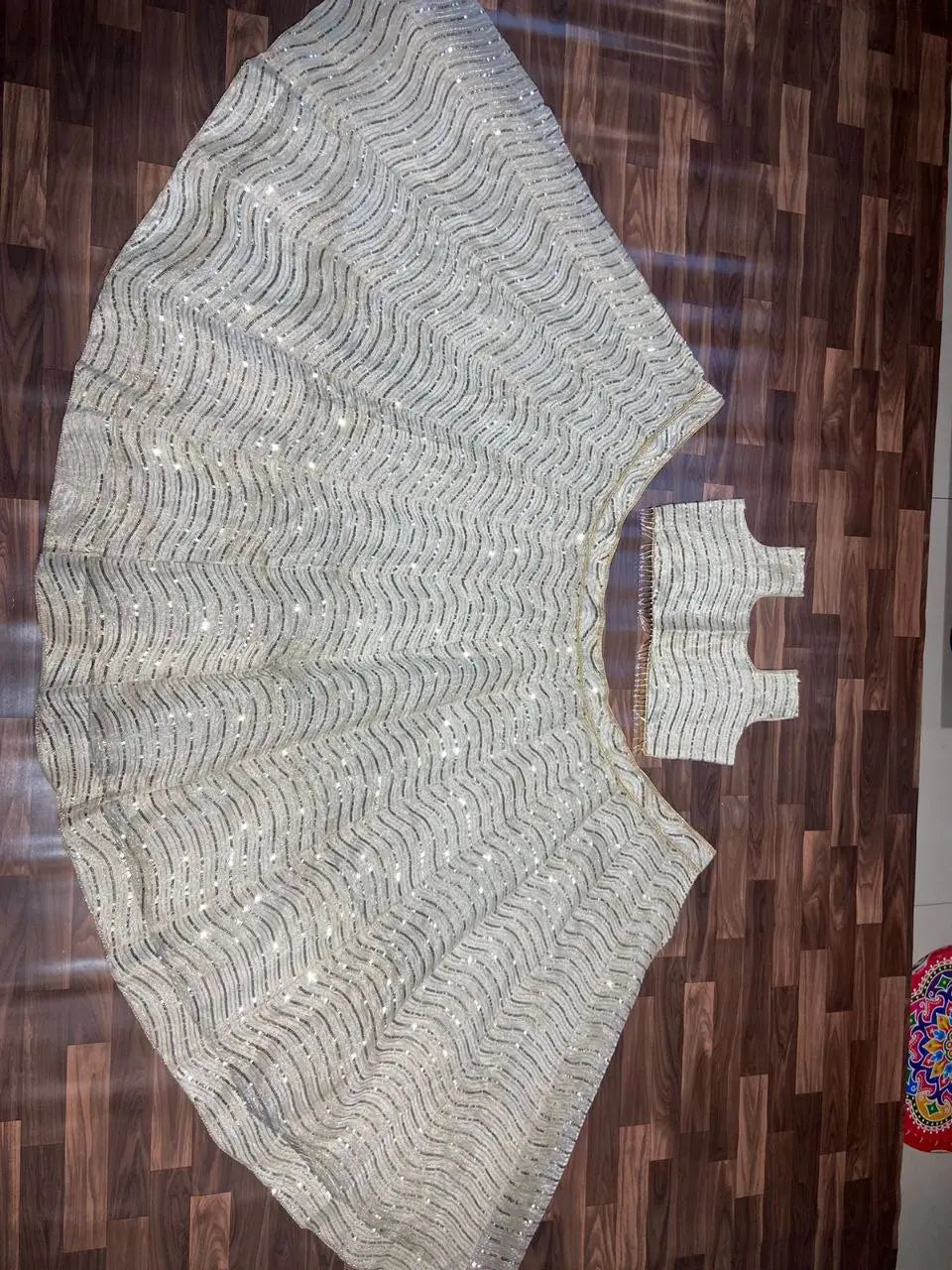 Ivory Cream Organza Lehenga With Beautiful Coding And Sequins Embroidery Work