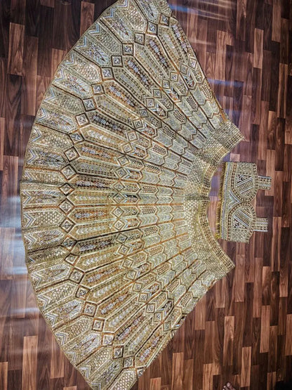 Golden Brown Dori Sequins Embroidery Work Silk Lehenga Choli