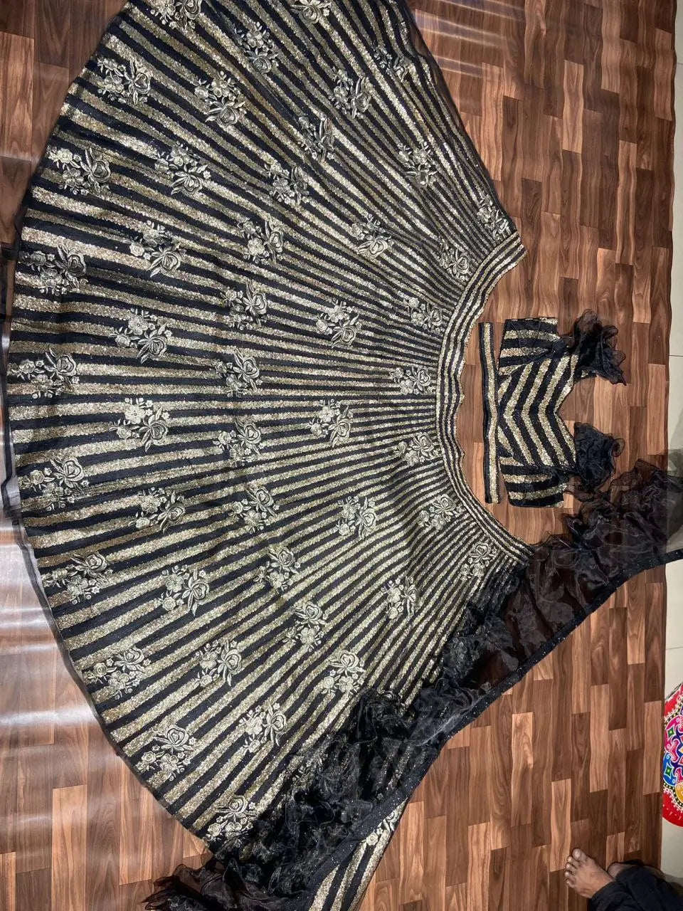 Designer Black Party Wear Lehenga With Dori Sequins Embroidery Work