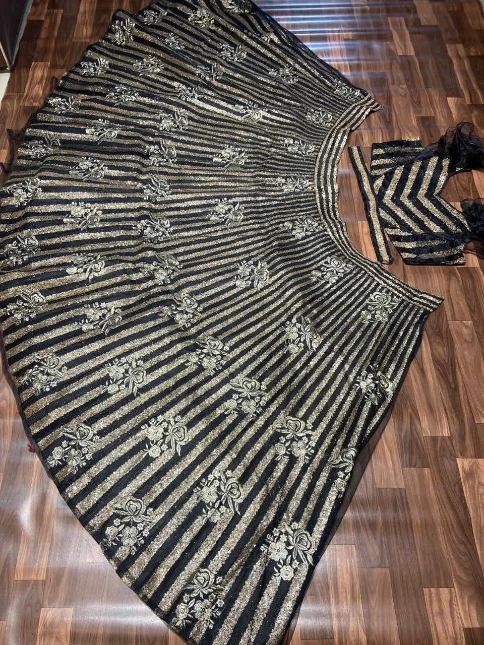 Designer Black Party Wear Lehenga With Dori Sequins Embroidery Work