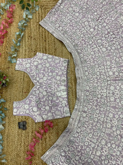 Light Mauve Georgette Lehenga With Whiscose Thread Sequins Embroidery Work