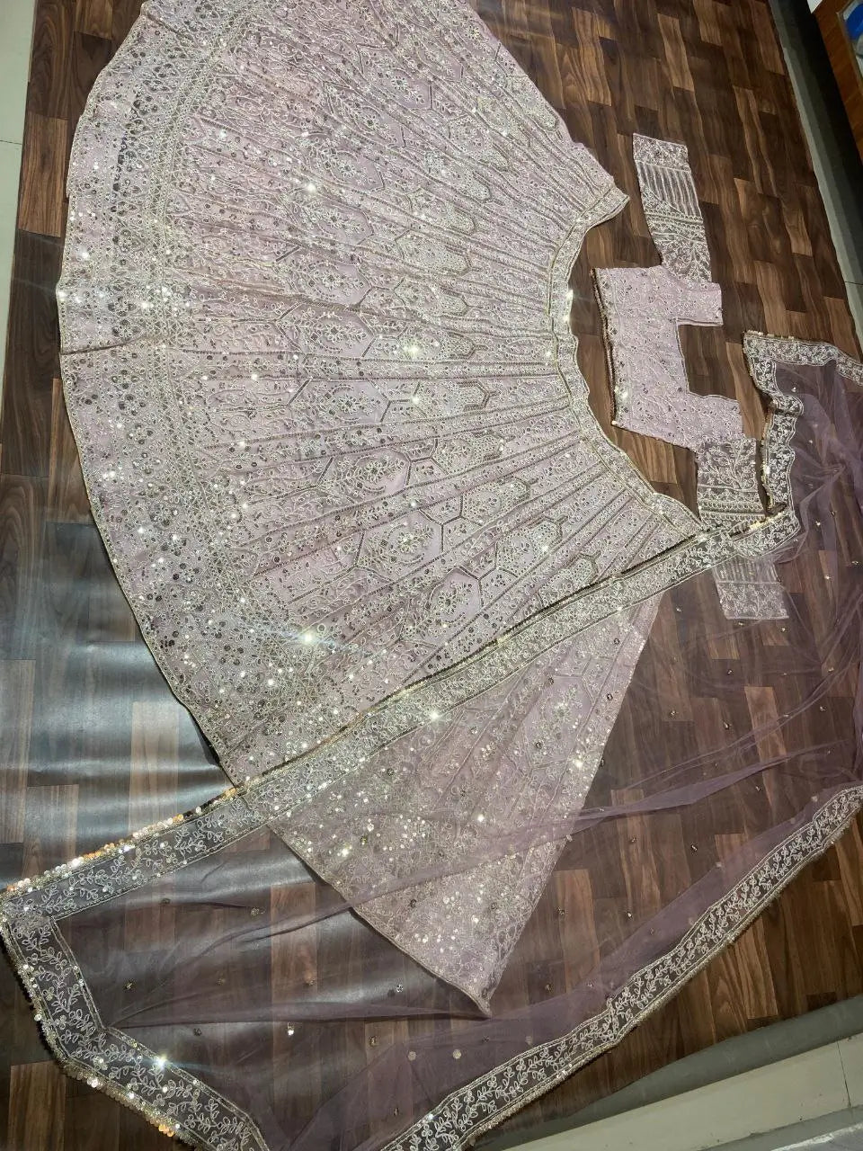 Rosy Brown Net Lehenga With Thread Embroidery Coding And Heavy Sequins Work